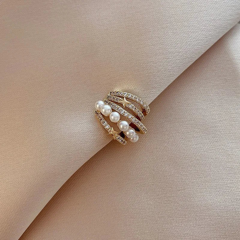 Elegant Crystal Clip Earrings – Pearl & Zircon Hoop Jewelry for Women