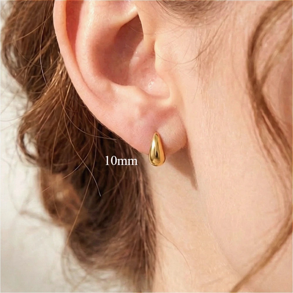 Luxe Water Drop Hoop Earrings – 18K Gold & Silver Plated Stainless Steel