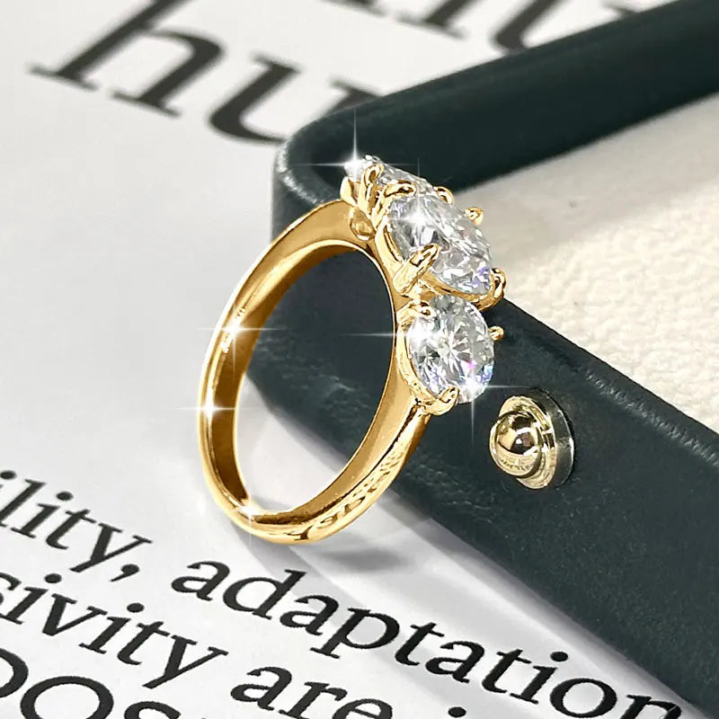 Anziw 14K Gold Filled Moissanite Engagement Ring - 4CT Three Stone Wedding Band for Women